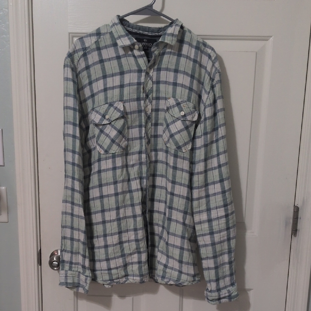 Buffalo David Bitton Blue and Green Check Shirt